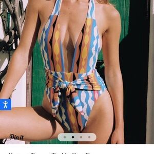 Montce Ribbed tie wait one piece medium- NWOT